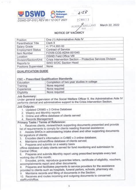 hrmdd field office 8|WE ARE HIRING: POSITION: (1) .